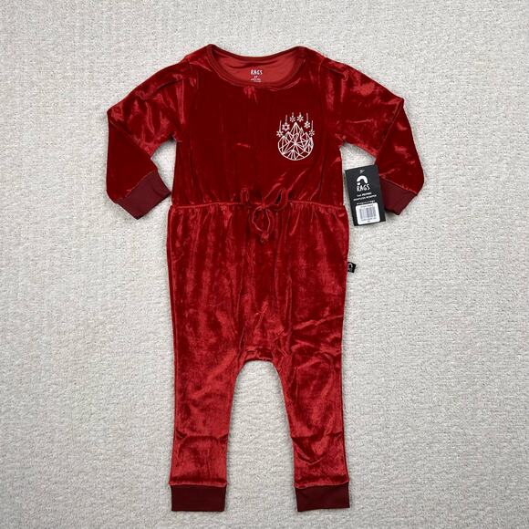 Rags‎ to Raches Girls Jumpsuit 18-24M Red Velour Long Sleeve Holiday Romper - Picture 1 of 10